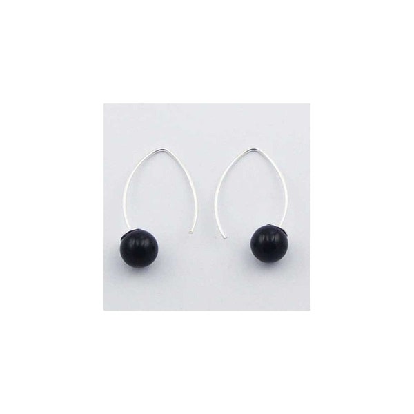 Boucles d'oreille en argent agate noire