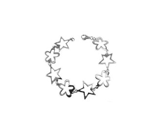 Silver bracelet with stars and flowers