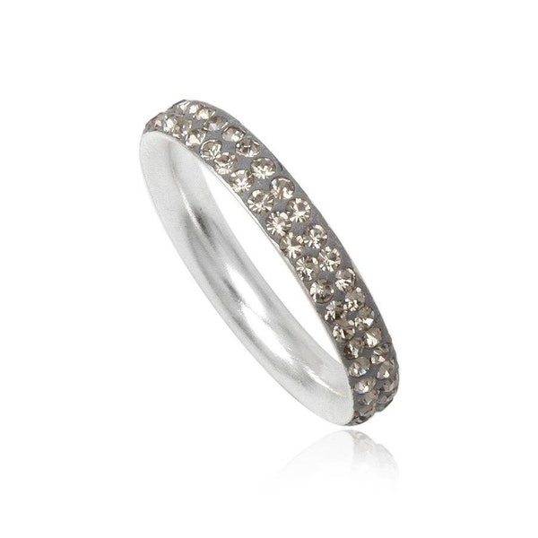 Bague anneau argent et strass