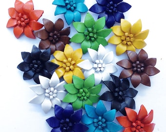 Small leather flower brooch