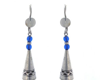 handmade blue bead cone Tuareg earrings