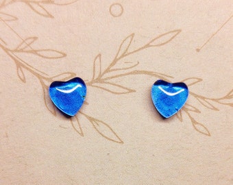 Blue Jewel Heart Earrings, Blue Topaz Inspired, Gemstone Double Dupe