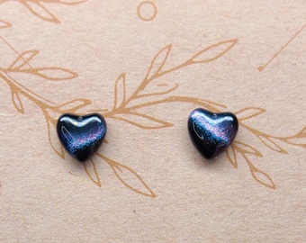 Onyx Heart Star Trail Stud Earrings, Celestial and Gemstone Inspired