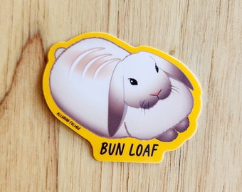 Bun Loaf Bunny Sticker, Cute Lop Rabbit, Handmade Glossy Waterproof Sticker for water bottles, laptops, and more