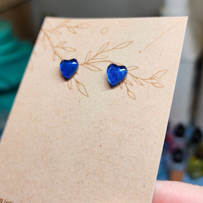 Blue Jewel Heart Earrings, Blue Topaz Inspired, Gemstone Double Dupe image 4