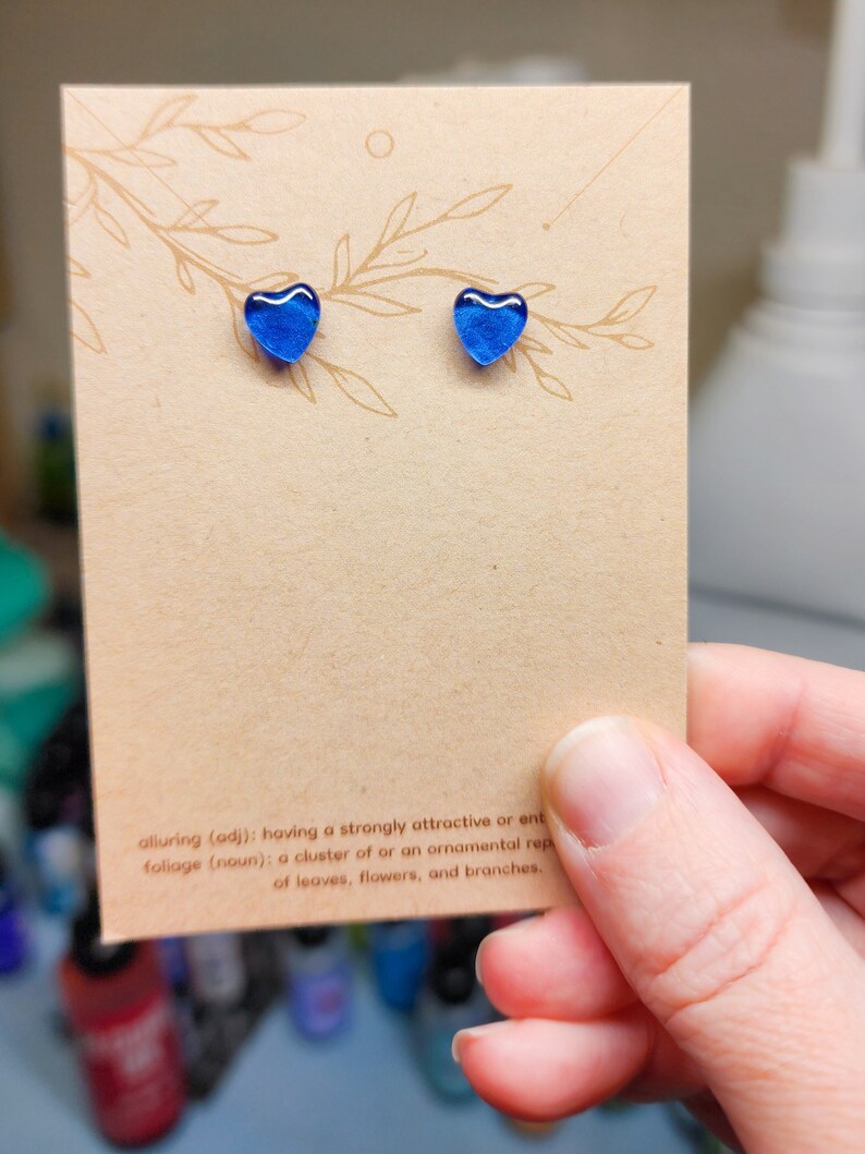 Blue Jewel Heart Earrings, Blue Topaz Inspired, Gemstone Double Dupe image 3