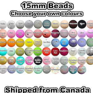 15mm Bulk Lot of 100 Silicone Beads. Loose, highest quality, BPA free silicone craft supplies Canada USA Europe. Wholesale Bulk Discount.