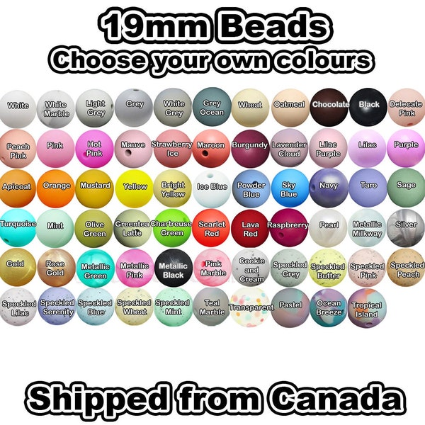 Lot en vrac de 19 mm de 100 perles de silicone. Fournitures artisanales en silicone en vrac, de la plus haute qualité, sans BPA, Canada, États-Unis et Europe. Remise en gros en gros