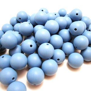 15mm Powder Blue Round Silicone Beads. Loose, highest quality, BPA free silicone craft supplies Canada USA Europe. Wholesale Bulk Discount.