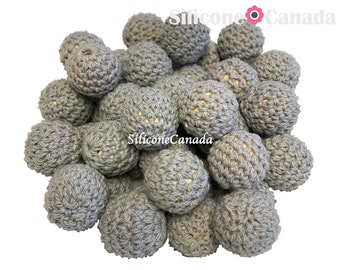 Perles au crochet en bois gris de 20 mm. En vrac, de la plus haute qualité, sans BPA, fournitures d’artisanat de perles Canada USA Europe. Rabais en gros en vrac.