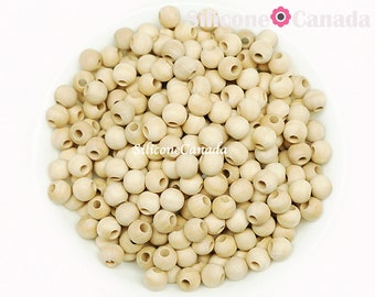 NORTH AMERICAN SOURCED* 10mm Natural Wood Round Beads, 3/8" Wooden Round Beads, Unfinished Wood Balls, Wholesale Bulk Discount, Canada Usa.