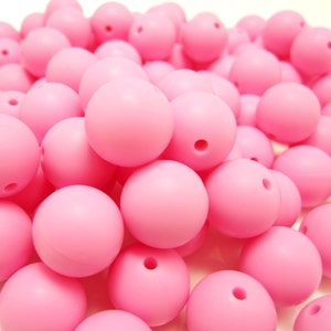 Contas de silicone redondas rosa de 12 mm. Fornecimentos artesanais de silicone soltos, da mais alta qualidade e sem BPA, Canadá, EUA, Europa. Desconto em massa no atacado.