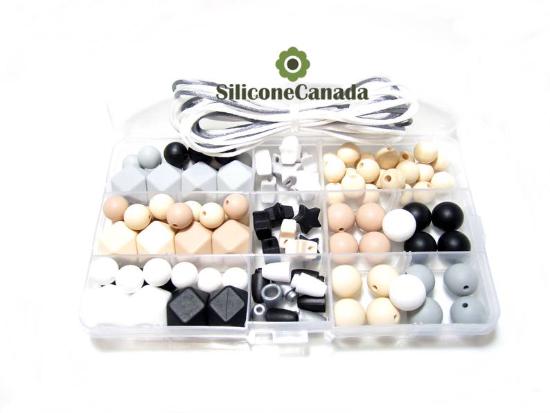 Free Storage Case Included Food Grade Teething Beads Classic DIY Silicone Teething Necklace Kit Perfect Baby Shower Gift