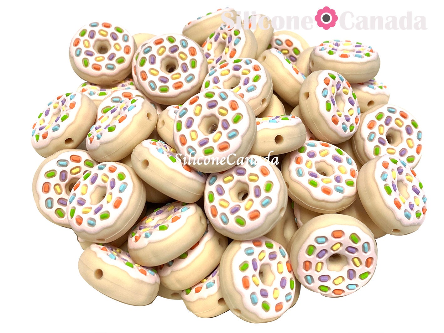 Donut Silicone Beads. Loose, highest quality, BPA free silicone craft supplies Canada USA Europe. Wholesale Bulk Discount.