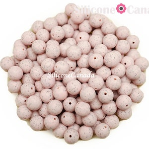 Contas de silicone redondas rosa salpicadas de 15 mm. Fornecimentos artesanais de silicone soltos, da mais alta qualidade e sem BPA, Canadá, EUA, Europa. Desconto em massa no atacado