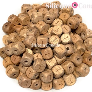 Natural WOOD ALPHABET Letter Beads. 12mm Beech Wood Alphabet Beads. Loose, highest quality, natural wood beads, Canada USA Europe. Bulk Bead