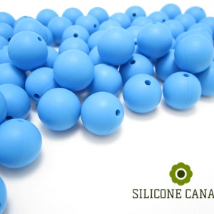 19mm Skyblue Round Silicone Beads. Sky Blue Loose, highest quality, BPA free silicone craft supplies Canada USA. Wholesale Bulk Discount.