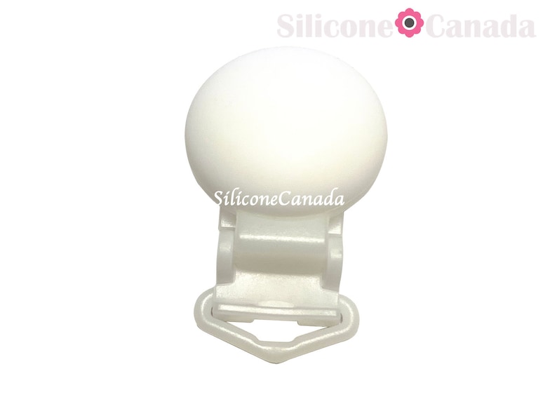 Pince en plastique avec couvercle rond en silicone de qualité alimentaire, pinces à sucette, pinces à bretelles, pinces à tablier, pinces à mitaines, pinces crocodile bricolage, Canada White