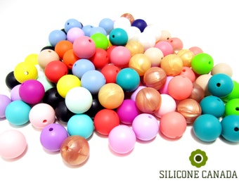 15mm Bulk Lot of 100 Loose Silicone Beads for Silicone Teething Necklace for Baby. Wholesale Bulk Discount Canada Europe US Australia.