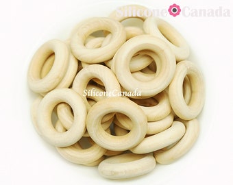 Bulk - NORTH AMERICAN SOURCED* Natural Wood Ring. 2.5" (64mm). Untreated wooden ring. Unfinished wood rings. Wooden rings wholesale Canada