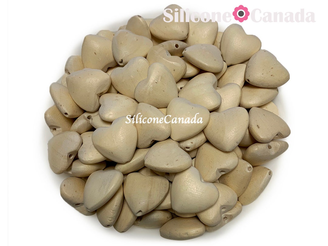 20mm Natural Wood Heart Shaped Beads, Wooden Heart Beads, Unfinished