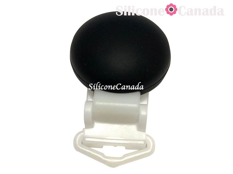 Pince en plastique avec couvercle rond en silicone de qualité alimentaire, pinces à sucette, pinces à bretelles, pinces à tablier, pinces à mitaines, pinces crocodile bricolage, Canada Black