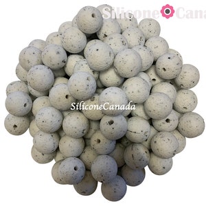 Cookie and Cream Leather Look 15mm Round Silicone Beads. Loose, highest quality, BPA free craft supplies Canada. Wholesale Bulk Discount.