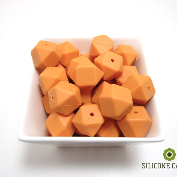 17mm Apricot Hexagon Silicone Beads. Loose, highest quality, BPA free silicone craft supplies Canada USA Europe. Wholesale Bulk Discount.