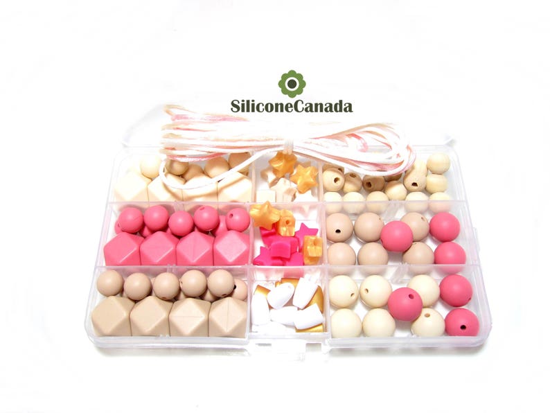 Free Storage Case Included Classic DIY Silicone Teething Necklace Kit Perfect Baby Shower Gift Food Grade Teething Beads