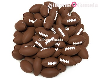 Football Silicone Beads. Loose, highest quality, BPA free silicone craft supplies Canada USA Europe. Wholesale Bulk Discount.