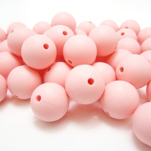 Contas de silicone redondas rosa delicadas de 12 mm. Fornecimentos artesanais de silicone soltos, da mais alta qualidade e sem BPA, Canadá, EUA, Europa. Desconto em massa no atacado