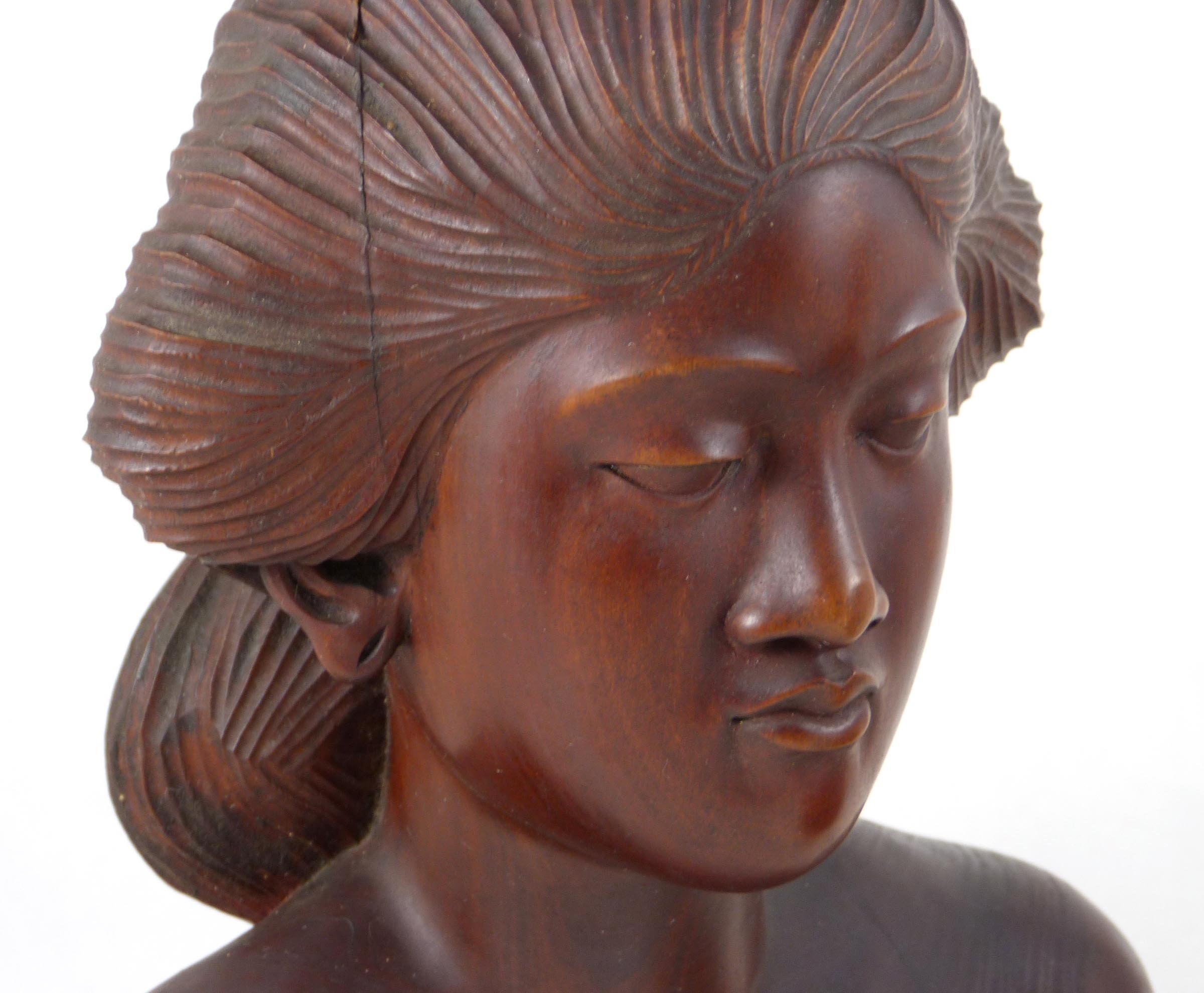 Vintage Klungkung Hand-carved Man & Woman Busts Pair Bali Indonesia ...