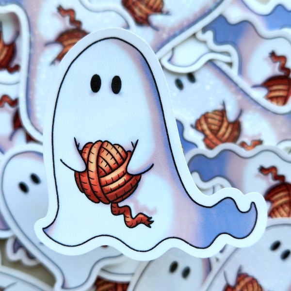 Yarn Ghost Sticker, Spooky Yarn Sticker, Halloween Yarn Sticker, Little Ghost Sticker, Halloween Ghost Sticker, Pumpkin Spice Ghost