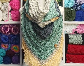 Wild Oleander Crochet Hooded Scarf - Crochet Triangle Scarf with Hood - Chunky Hooded Scarf winter weather gear