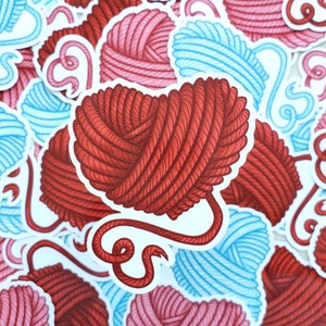 Häkelherz Sticker - GarnHerz Sticker - Gehäkelter Vinyl Sticker - Valentinstag Geschenk,
