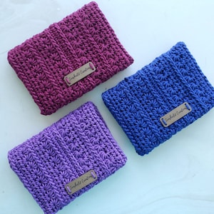 Handstitched Cotton Wallet - Cotton Crochet Wallet with Clasp - Handmade Card Holder