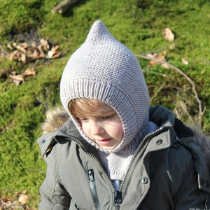Baby, Kleinkind & Kinder Elf Pixie Balaclava Hut in Sand Beige, Alpaka und Bio Merinowolle, Handgestrickt, mehrere Farben, Neugeborenen, Wichtel