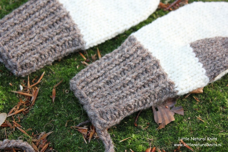 Hand Knitted Organic Merino Wool Baby, Toddler & Kids Mittens in Natural and Light Brown, More Colors, Christmas Gift, Alpaca, Yak, Adult image 2