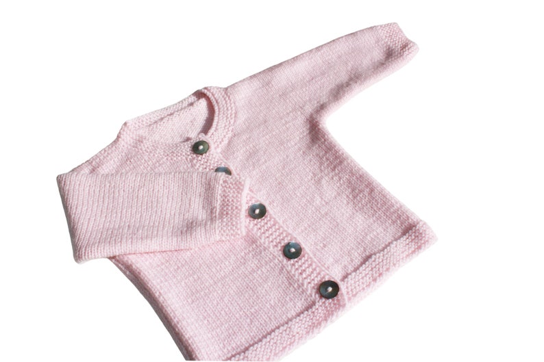 Hand Knitted Merino Lambswool Baby Cardigan in Anthracite, Light Old Pink and Light Pink, More Colors, Alpaca, Organic, Baby Shower Gift image 6
