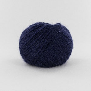 Navy Blue French Sustainable Angora & Merino Wool, Coeur d'Angora, Fonty, Black, Gray Melange, Pure White, Classic Red, 25 gr 0.88 oz Navy Blue (337)