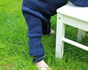 Pure Merino Wool Baby & Toddler Leggings in Navy Blue, Hand Knitted, More Colors, Newborn, Baby Shower Gift, Christmas Present