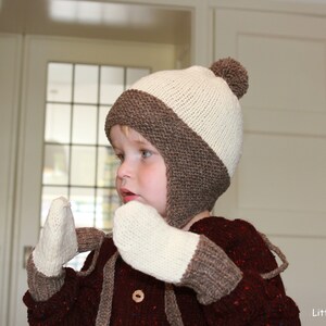 Mano Tejida Orgánica de Lana Merino Bebé, Niño Pequeño y Niños Mitones en Marrón Natural y Claro, Más Colores, Regalo de Navidad, Alpaca, Yak, Adulto imagen 4