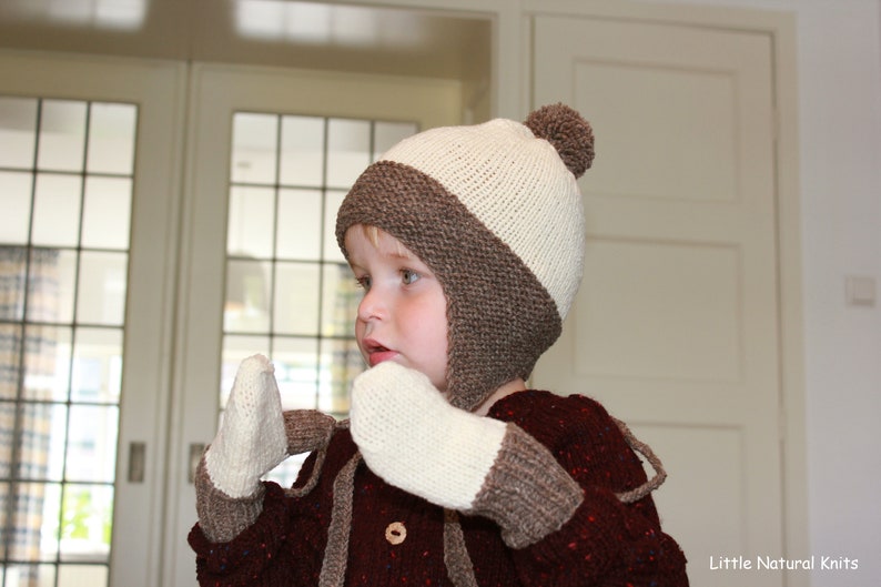 Mano Tejida Orgánica de Lana Merino Bebé, Niño Pequeño y Niños Mitones en Marrón Natural y Claro, Más Colores, Regalo de Navidad, Alpaca, Yak, Adulto imagen 4