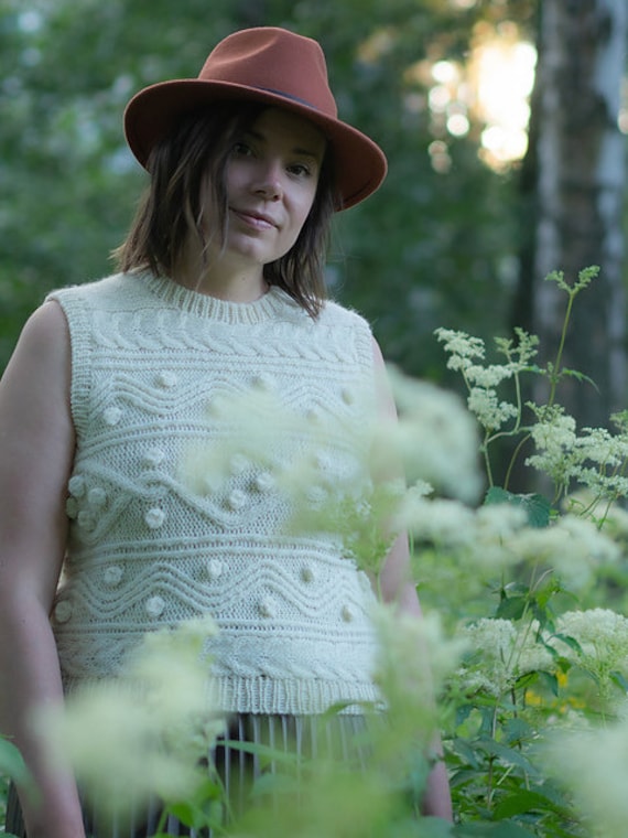 Pullover Weste aus Alpaka und natürlicher Merinowolle, ärmellos