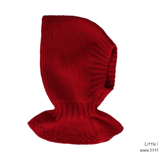 Pure Merino Wool Baby, Toddler & Kids Elf Pixie Balaclava Hat in Red, Hand Knitted, More Colors, Organic, Cotton, Christmas Present, Newborn