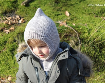 Baby, Toddler & Kids Elf Pixie Balaclava Hat in Sand Beige, Alpaca and Organic Merino Wool, Hand Knitted, More Colors, Newborn, Gnome