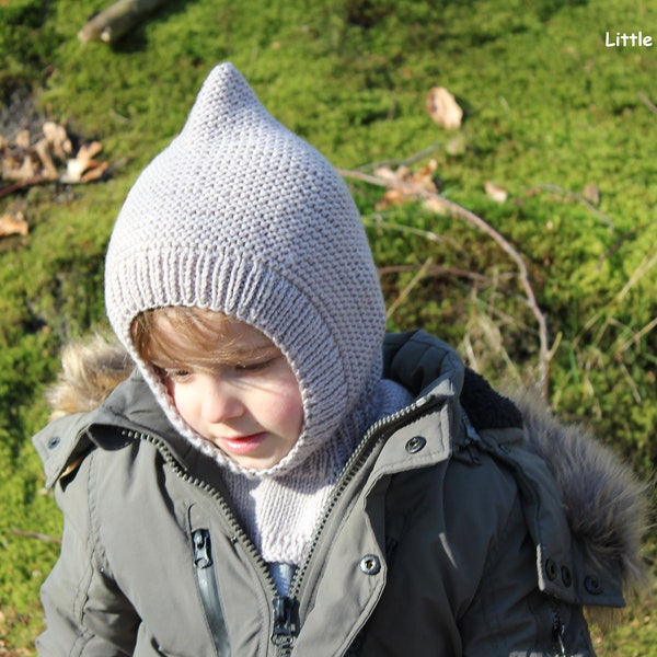 Baby, Toddler & Kids Elf Pixie Balaclava Hat in Sand Beige, Alpaca and Organic Merino Wool, Hand Knitted, More Colors, Newborn, Gnome