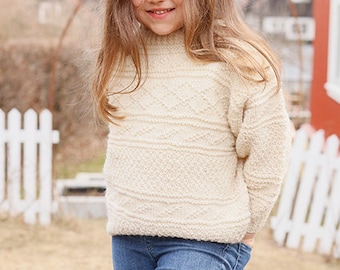 Oversized Sweater in Natural, Alpaca & Merino Wool, Hand Knitted, Baby, Toddler, and Kids, More Colors, Jumper, Pullover, Christmas Gift