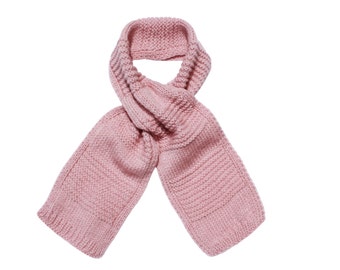 Tuck-In Scarf for Kids & Adults in Light Old Pink, Alpaca, Organic Merino Wool, Hand Knitted, Anthracite, Gray, Yellow, More Colors, Adult