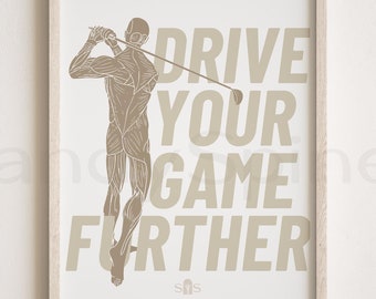 Drive Your Game Forward | DIGITAL DOWNLOAD | by SandySpines Motivational Chiropractic Golfer Poster